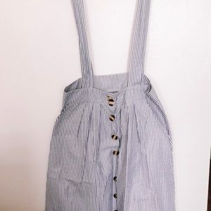 Shein Blue and White Striped Overall Dress